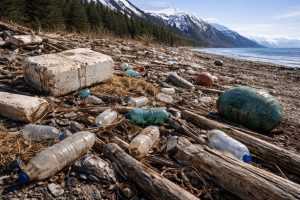 Plastic makes up 75% of the floating debris in rivers.