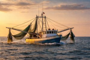 Shrimp boat in the Gulf of Mexico.