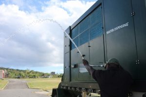 Spraying water from the generator