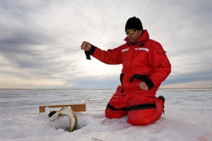 Man ice fishing