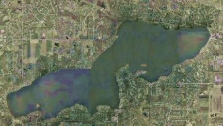 Aerial View of Pewaukee Lake in Wisconsin