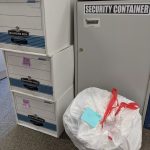 In this photo, we added boxes of financial documents that we were no longer required to retain to the Shred-It pile.